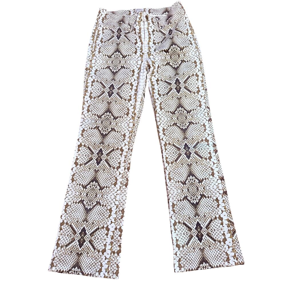J. Crew Snakeskin Python Print Stretch Cotton Pants, Brown Ivory, Women Size 27